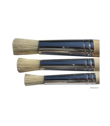 Pinceau à l'Orientale 394 RD Soie Ronde Bout Carré Virole Alu - N°04 - Dia. 8