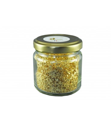 Flocons or alimentaire 22 carats - Taille1 - pot de verre - 100 mg